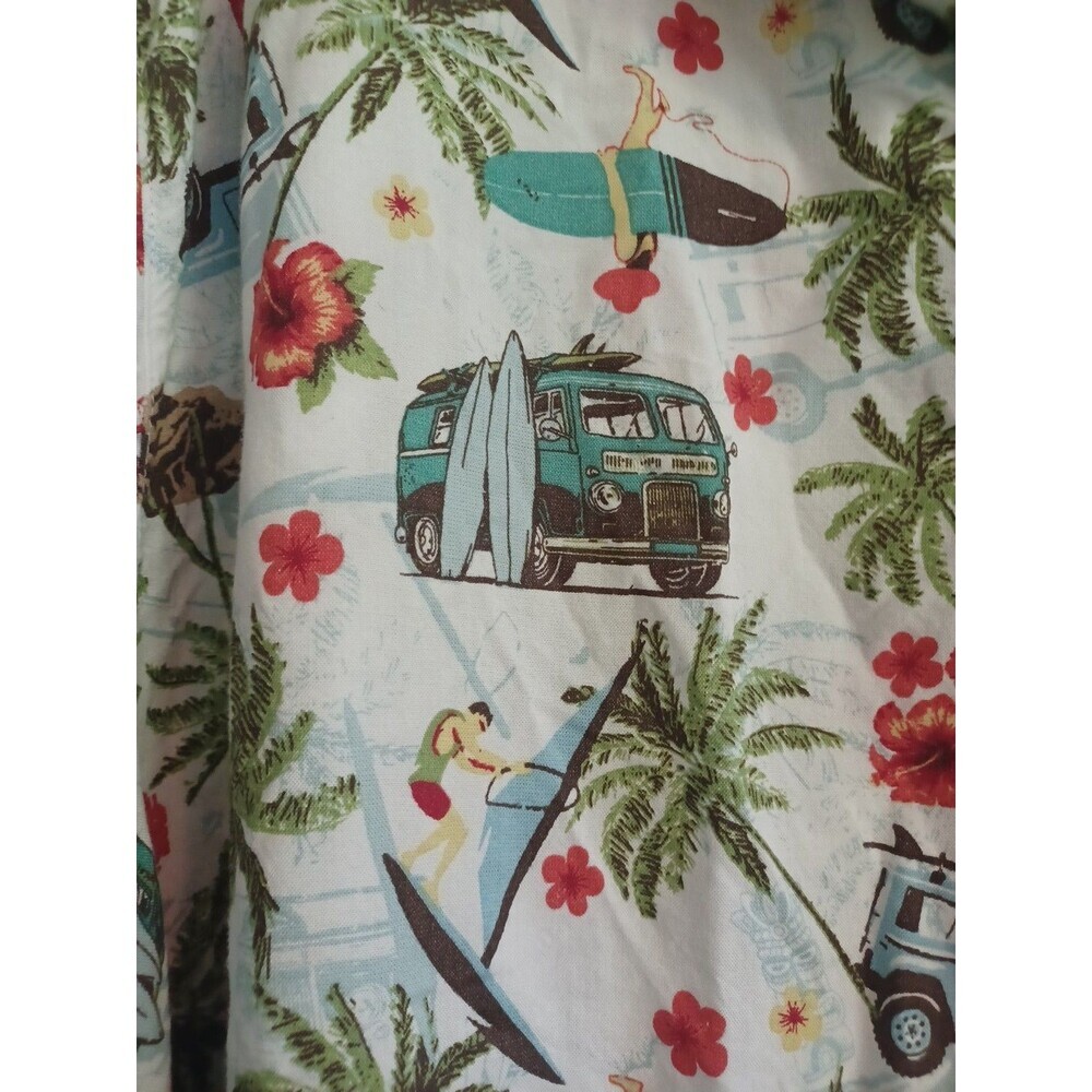 Surf themed Hawaiian shirt mens 3XL  beach palms boards tiki party vacation